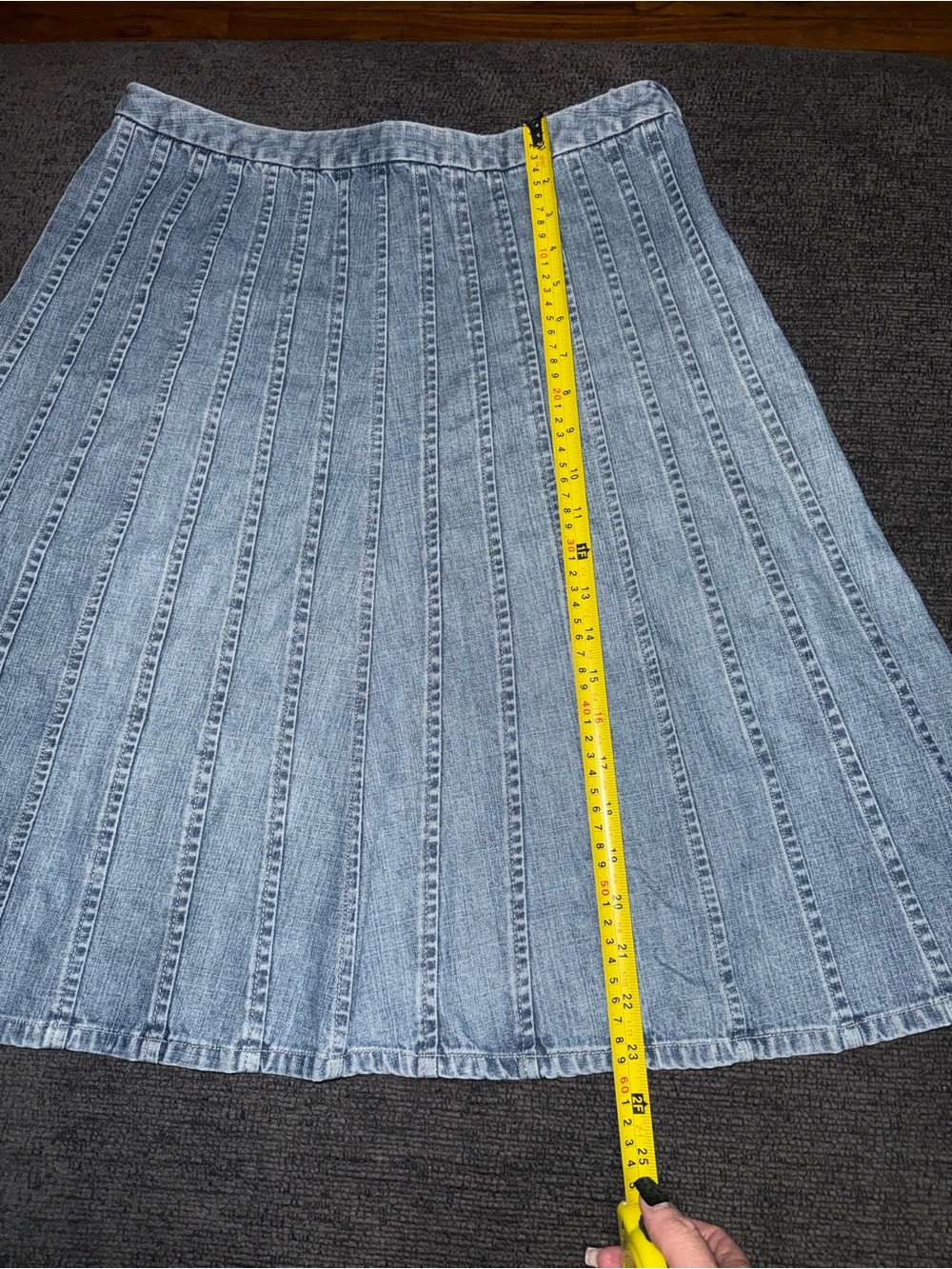 Christopher & Banks Denim A-Line Midi Skirt Size 8 Light Wash 100% Cotton EUC - Picture 6 of 8